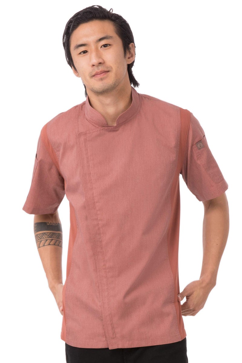 Chef Works Men's Springfield Chef Coat, Brick, Small - Image 1